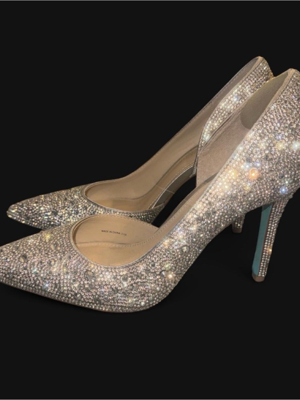 Betsey Johnson Silver Crystal Pointed Heels